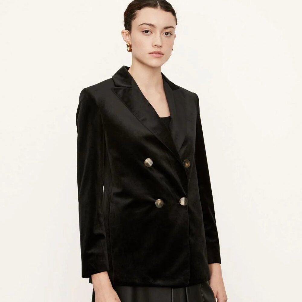 VINCE velvet double breasted blazer